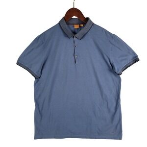 Hugo Boss Orange Polo Shirt Men's Size‎ XL Blue Short Sleeve Pique Cotton